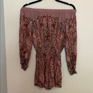 off shoulder/ open back free people romper